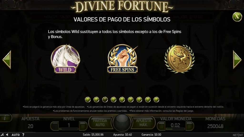 Divine Fortune Símbolos Especiales