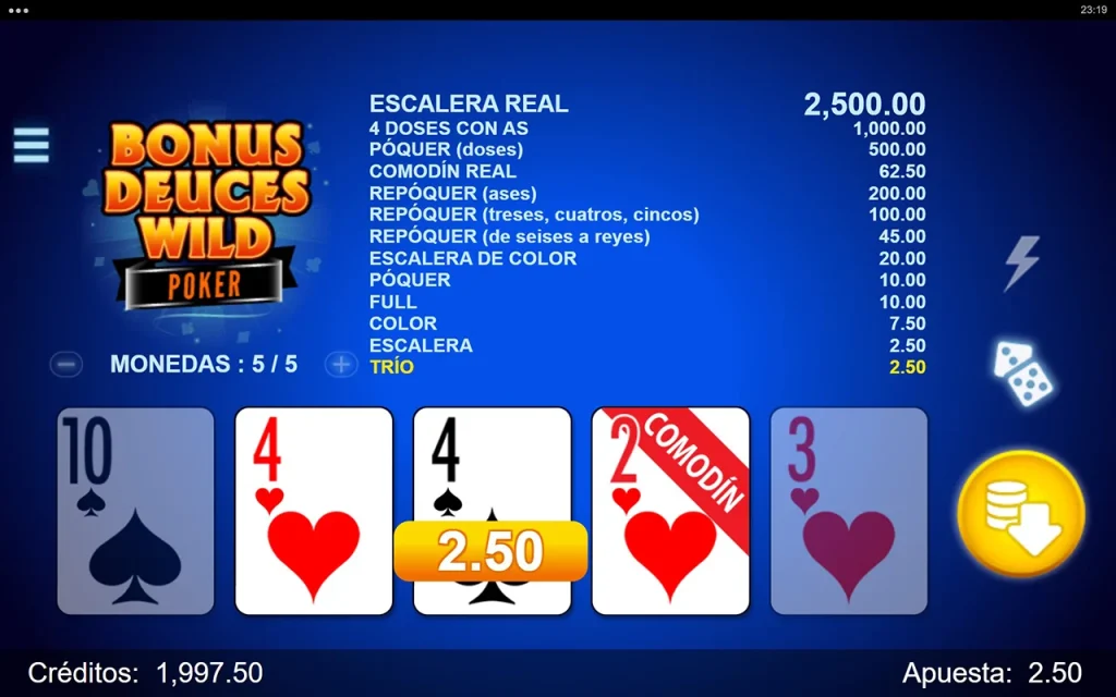 Bonus Deuces Wild Poker Juego Gratis