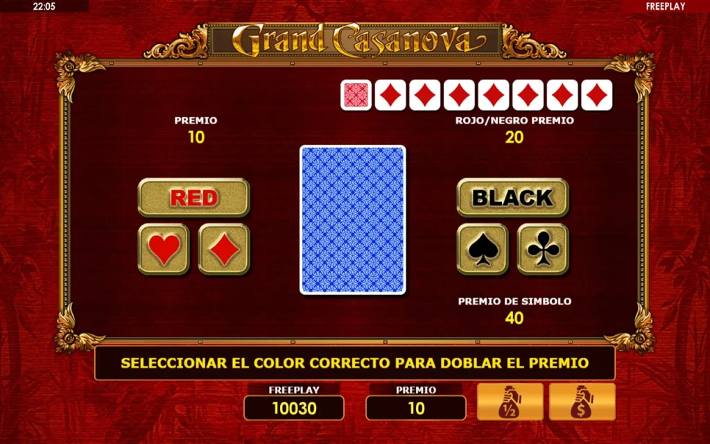 Grand Casanova Slot Función de Apuesta