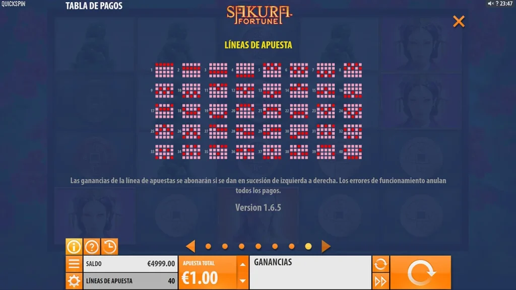 Sakura Fortune Líneas De Pago