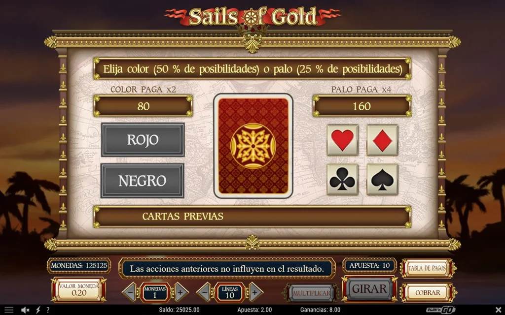 Sails Of Gold Slot Función de Apuesta