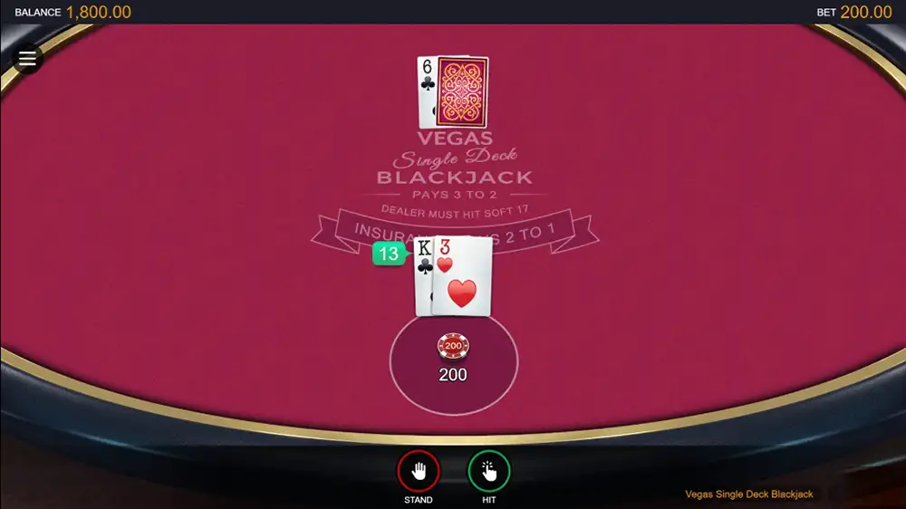 Vegas Single Deck Blackjack