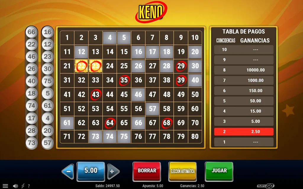 Keno Juego Gratis