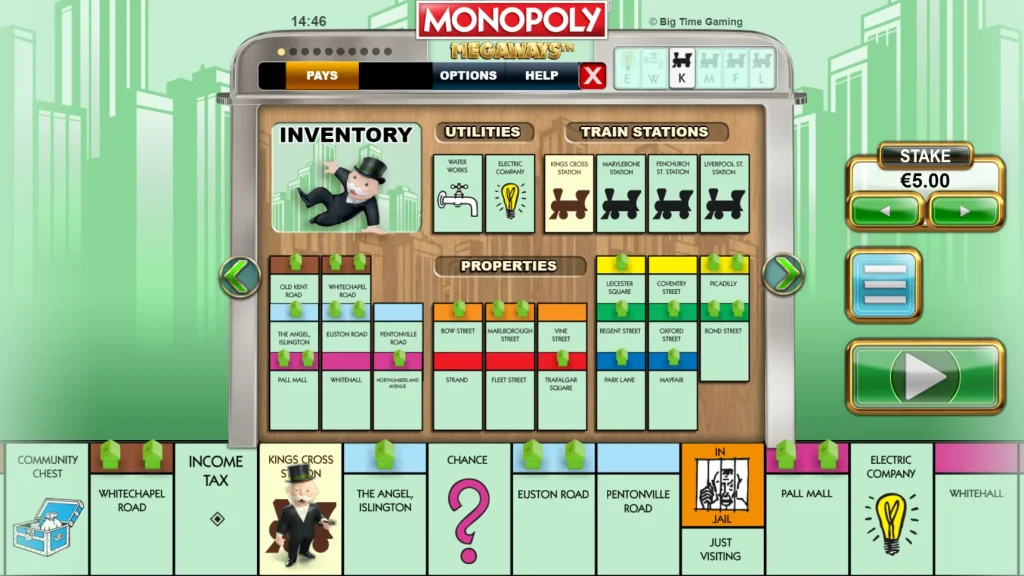 Monopoly Megaways Tabla de pagos