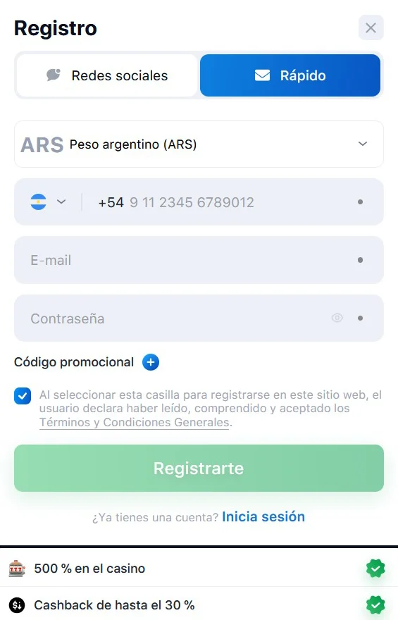 Lucky Star Formulario de Registro