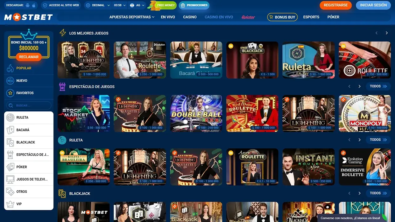 MostBet Crupier en Vivo