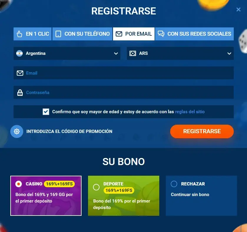 MostBet Formulario de Registro