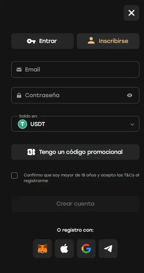 Fairspin Casino Formulario de Registro