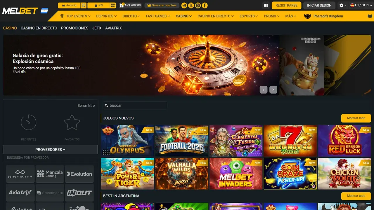 MelBet Casino Juegos