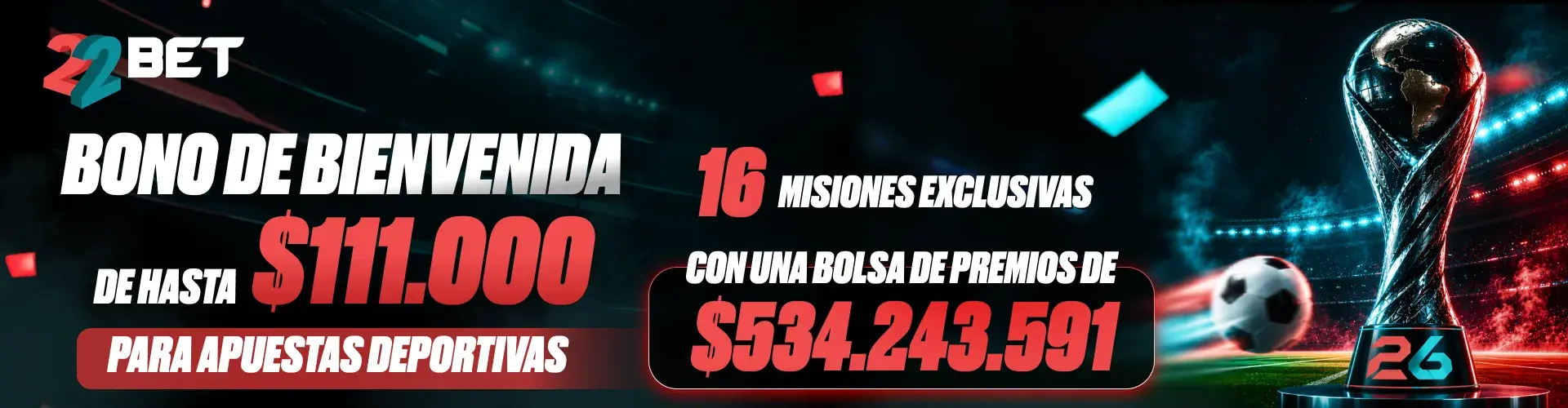 Oferta 22Bet para el Mundial 2026 en Argentina