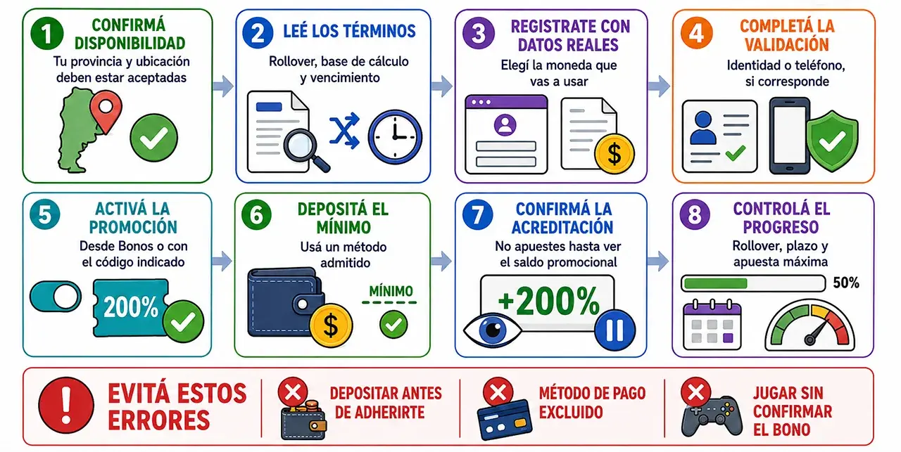 Cómo reclamar un bono del 200% paso a paso