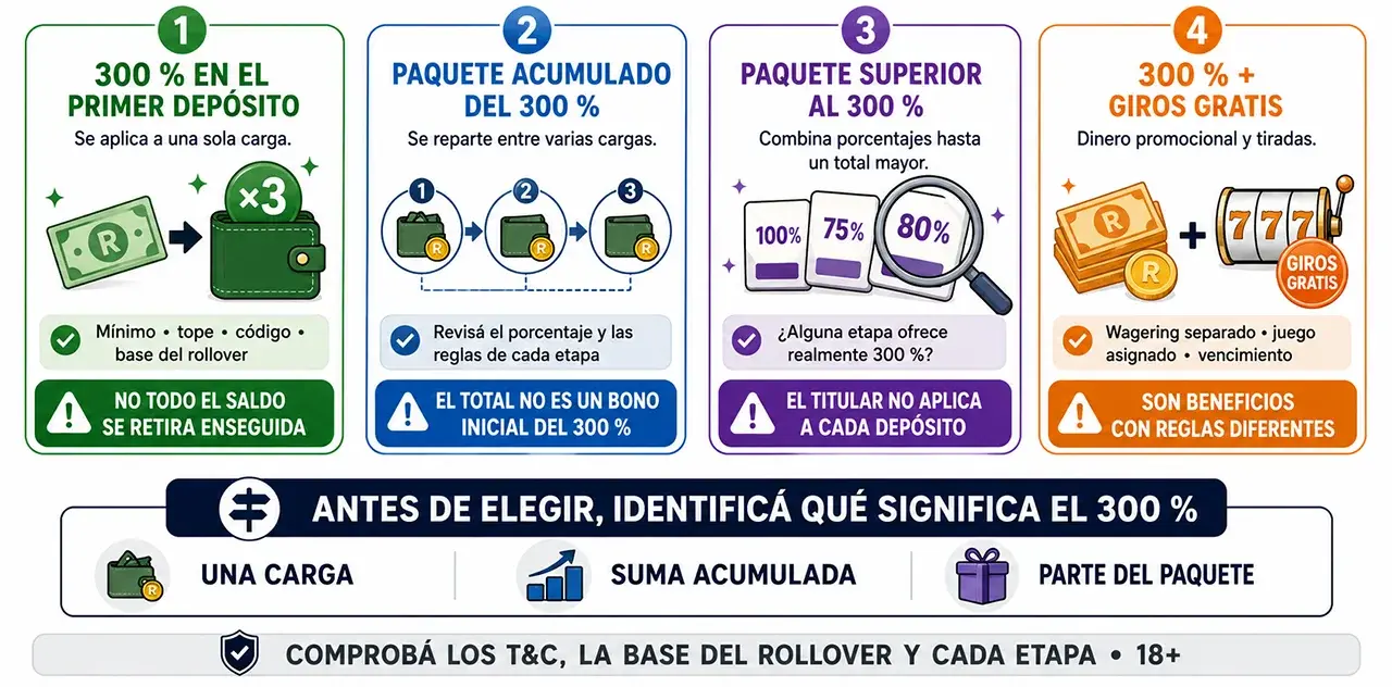 Bono del 300% en una carga o paquete acumulado Bono del 300% en una carga o paquete acumulado