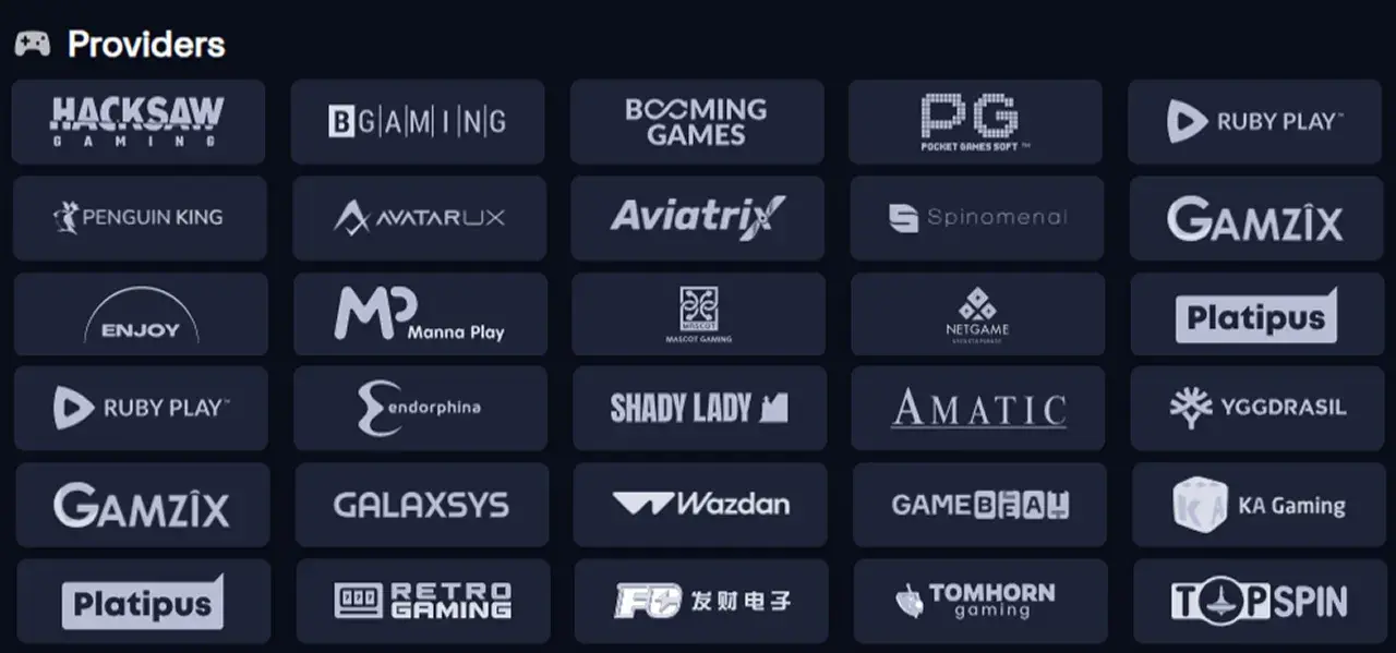 SpinCrypto Casino Proveedores
