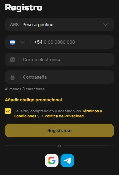 BitGames Casino Formulario de Registro BitGames Casino Formulario de Registro