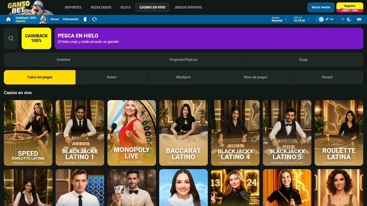 Gansobet Casino Crupier en Vivo