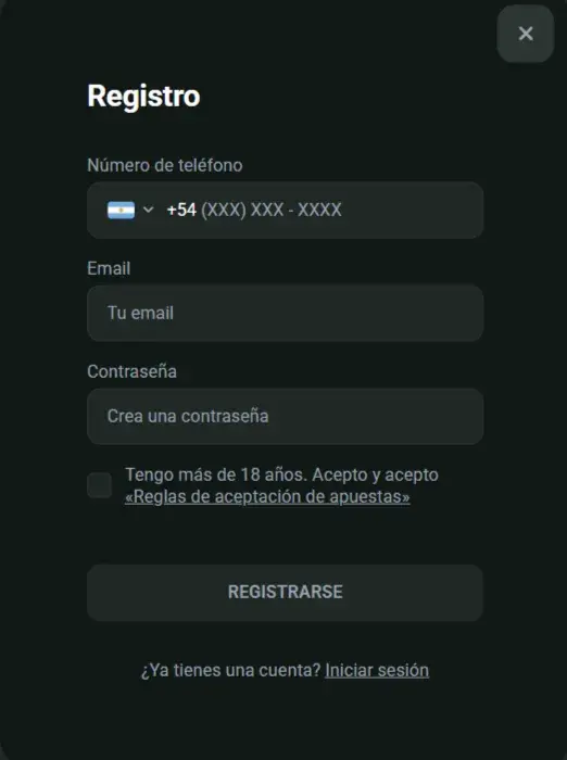 Gansobet Casino Formulario de Registro
