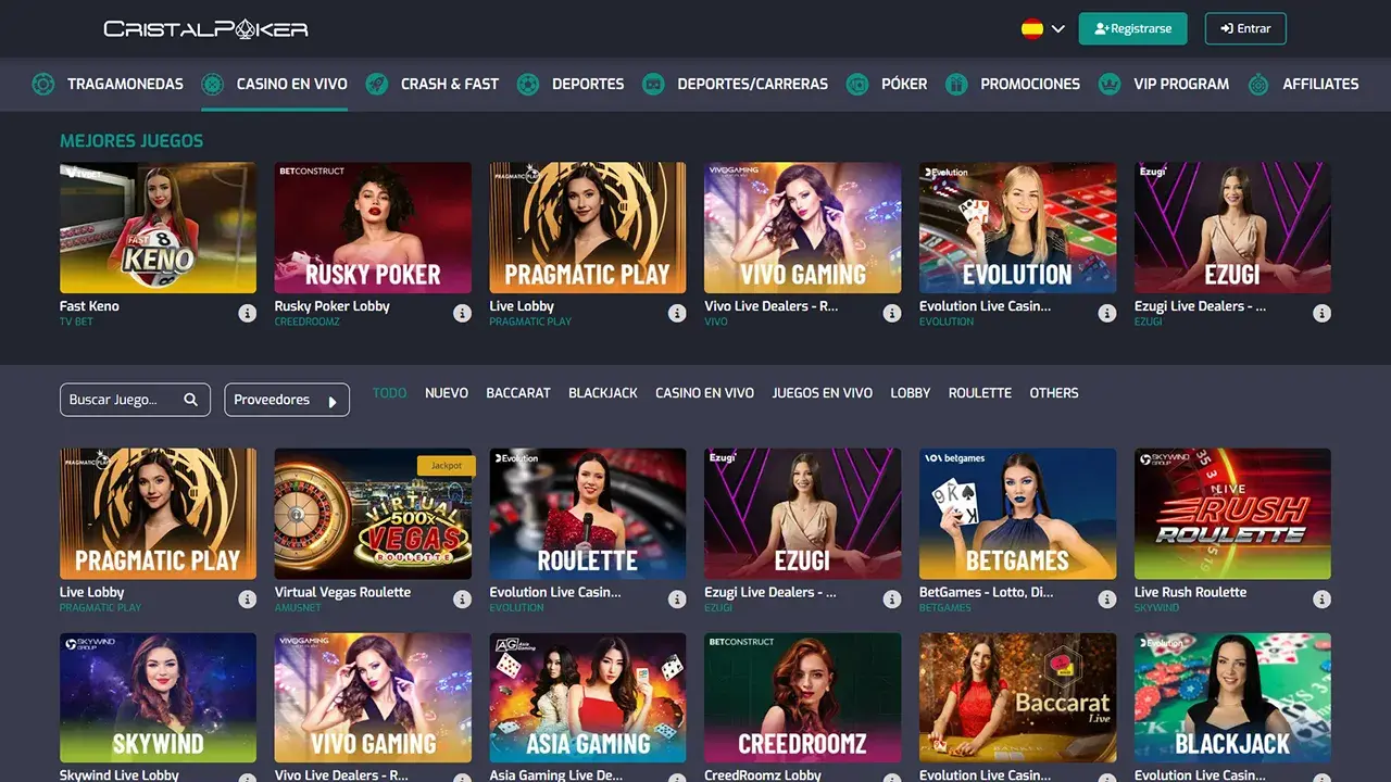 CristalPoker Casino Crupier en Vivo